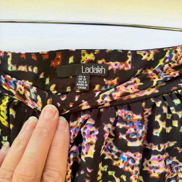 Ladakh Anthropologie  Women Small Black Multicolor‎ Native Pattern A-Line Skirt - Picture 7 of 7